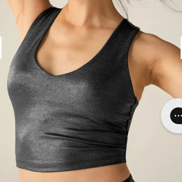NWT Beyond Yoga Heather Rib Black Shine Glow On Cropped Tank - Picture 8 of 10